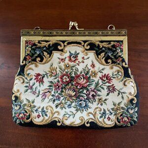 Vintage Floral 1950s Tapestry Purse No Chain